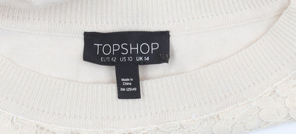 Womens UK Size 14 Topshop Beige Pullover Jumper