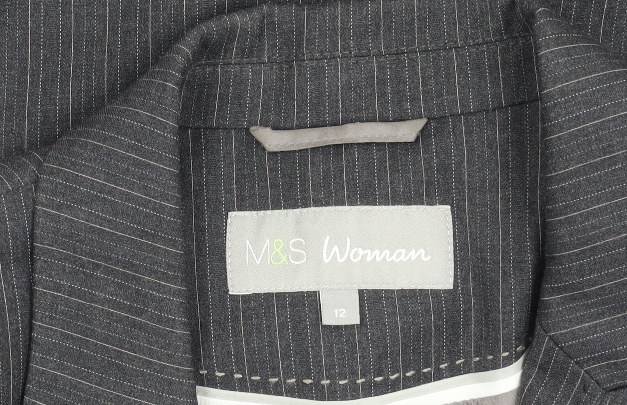 Marks and Spencer Women's Black Pinstripe Blazer Size 12