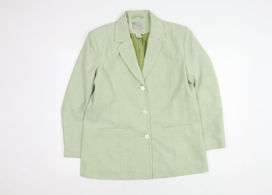 Daxon Women's Green Blazer Size 16 Long Notch Lapel