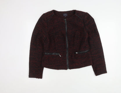 Marks and Spencer Women Black Red Bouclé Blazer Size 12