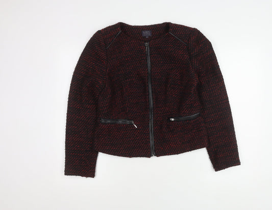 Marks and Spencer Women Black Red Bouclé Blazer Size 12