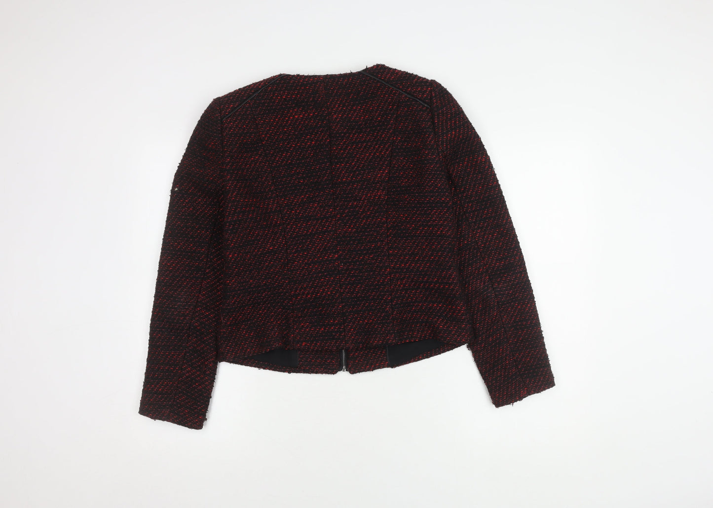 Marks and Spencer Women Black Red Bouclé Blazer Size 12