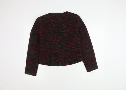 Marks and Spencer Women Black Red Bouclé Blazer Size 12