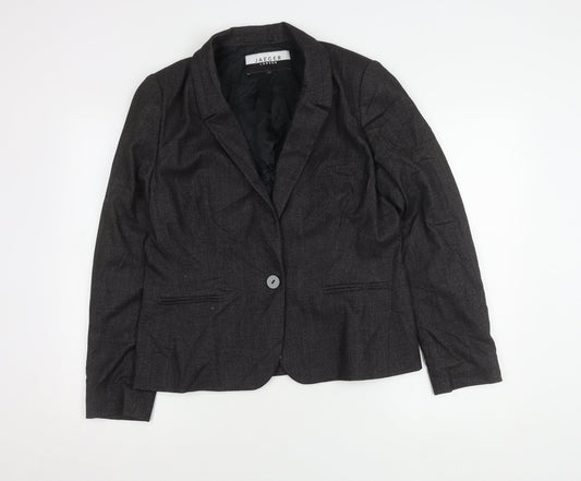 Jaeger Women's Black Regular Fit Blazer, Size 14