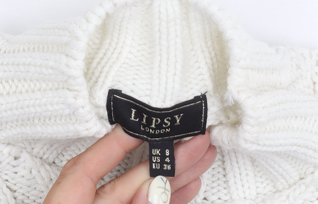 Womens UK Size 8 Lipsy White Pullover Jumper