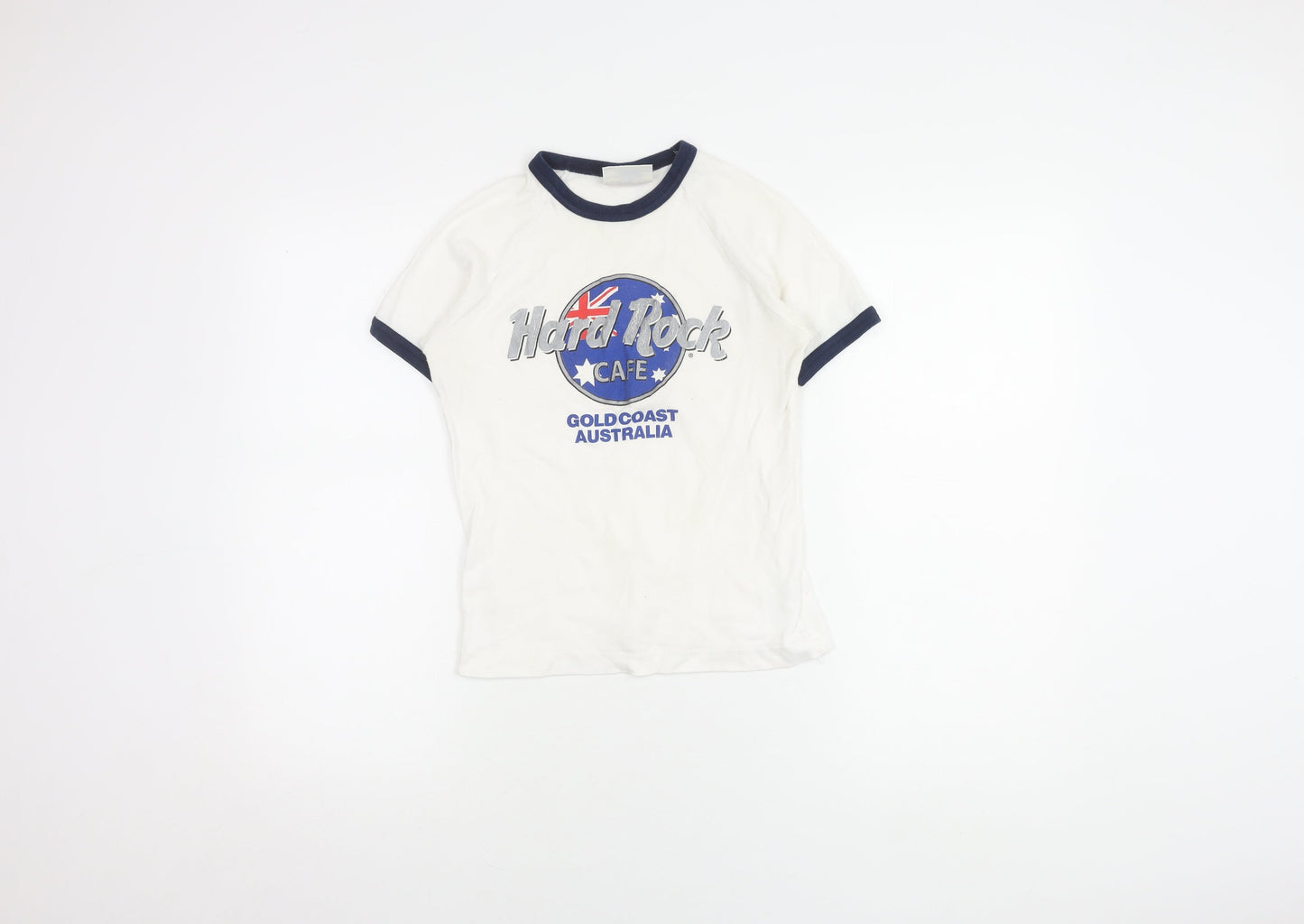 Womens UK Size M Hard Rock Cafe White Ringer T-Shirt