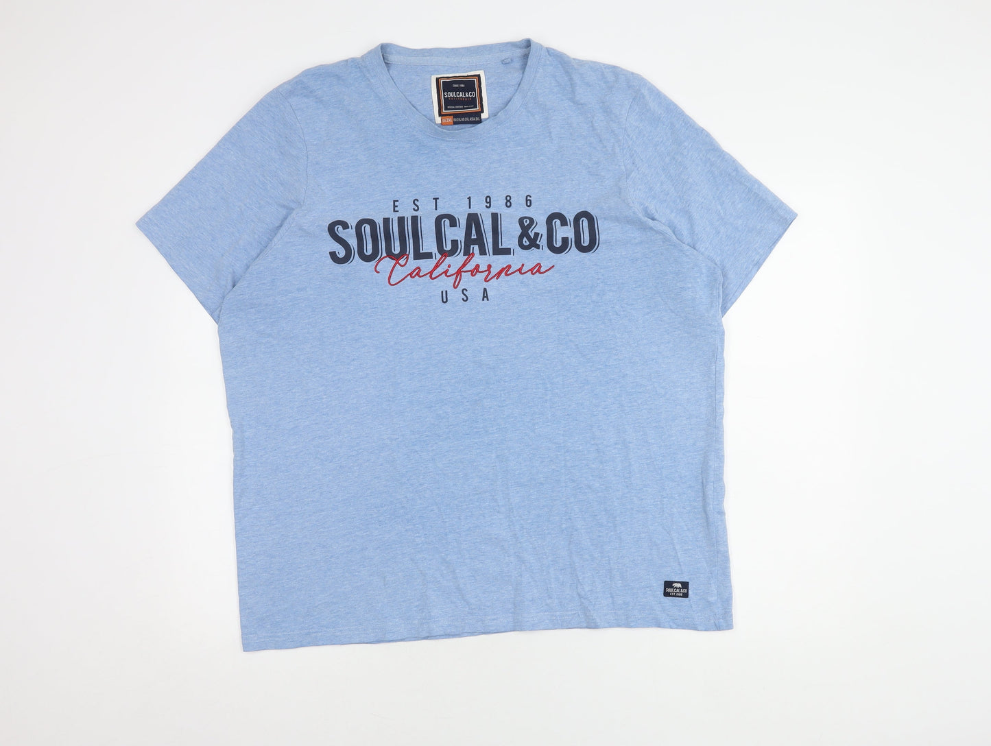 Soulcal & Co Men's Blue Graphic T-Shirt, 2XL Crew Neck