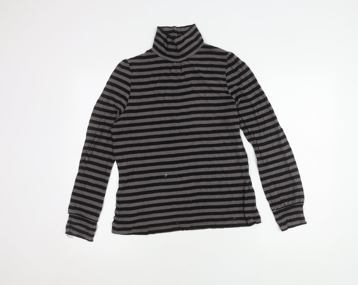 New Look Women's Black Striped High Neck T-Shirt Size 16