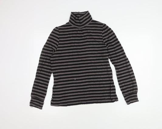 New Look Women's Black Striped High Neck T-Shirt Size 16