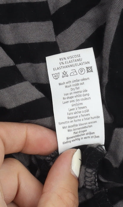 New Look Women's Black Striped High Neck T-Shirt Size 16