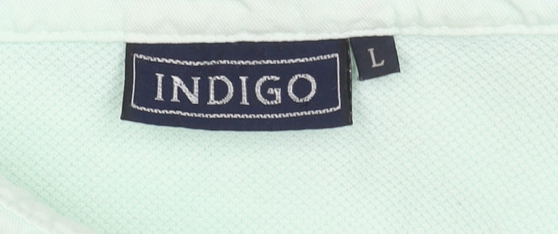 Indigo Men's Green Polo Shirt L Size Short Sleeve Casual