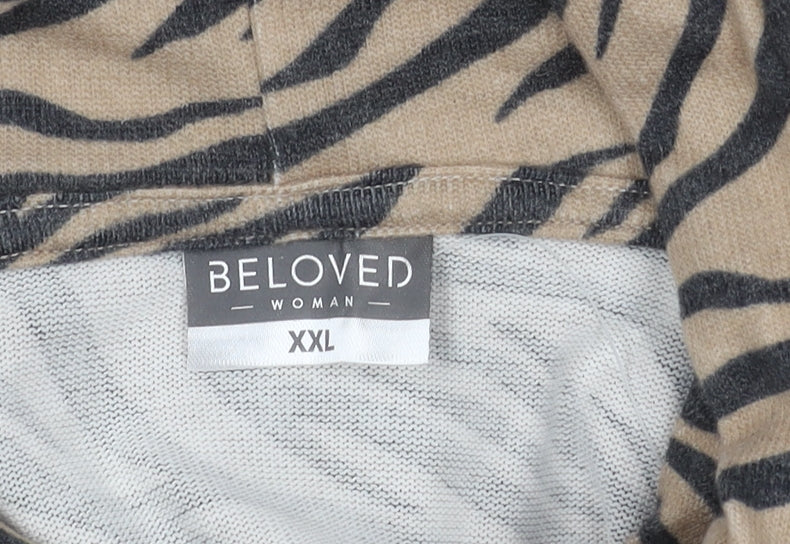 Beloved Women's Beige 2XL Animal Print Pullover Hoodie