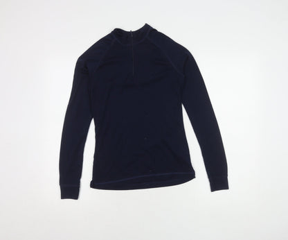 Blue Women's High Neck Zip Sweatshirt, Long Sleeve