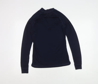 Blue Women's High Neck Zip Sweatshirt, Long Sleeve