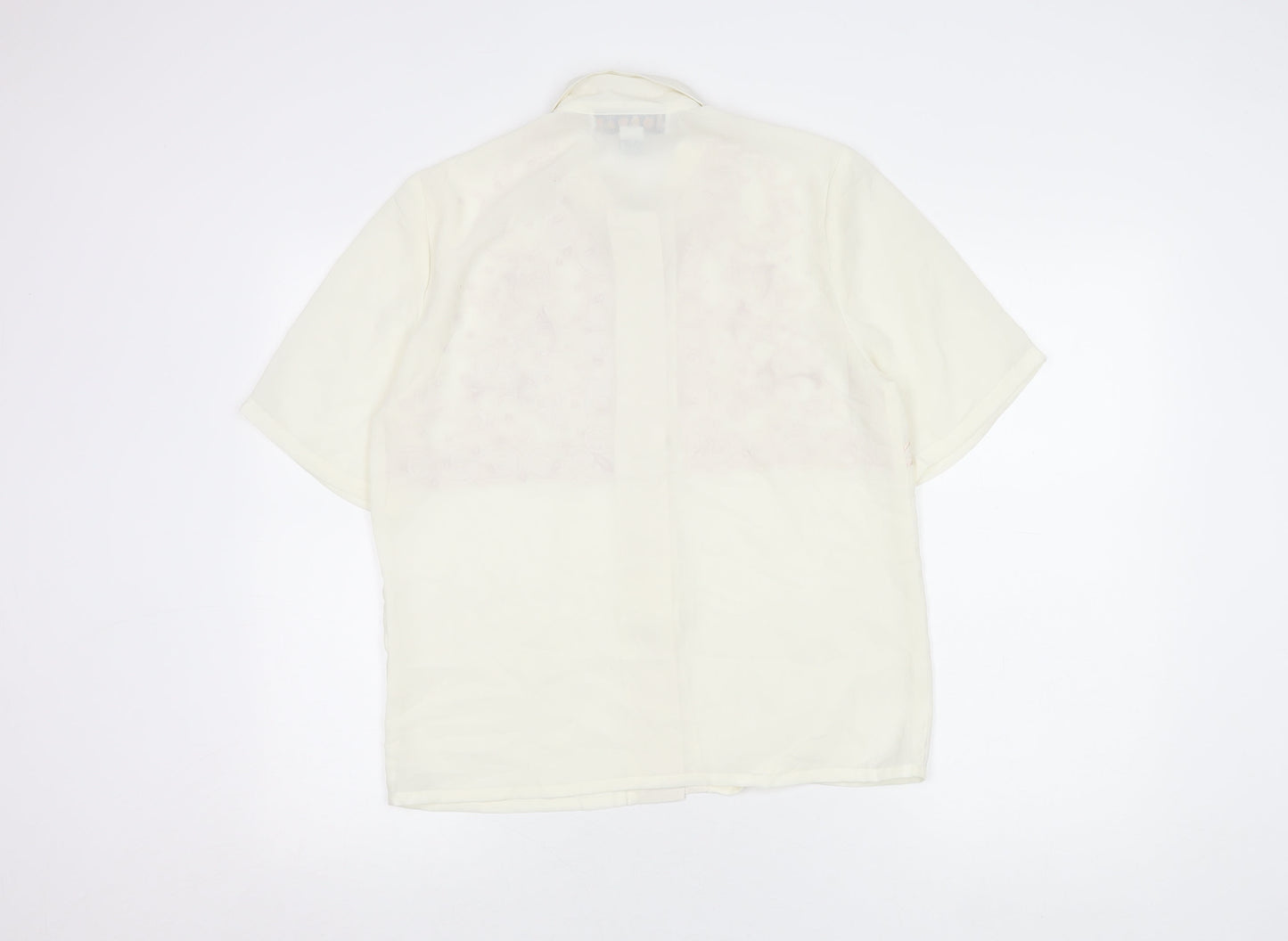 Jordan Womens Ivory Button-Up Embroidered Shirt Size 8