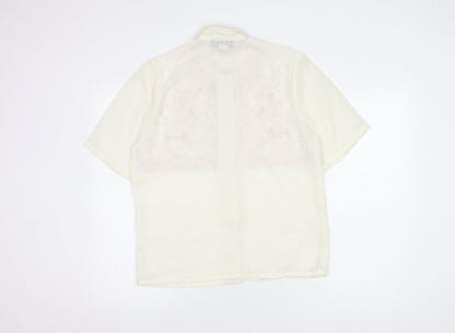 Jordan Womens Ivory Button-Up Embroidered Shirt Size 8