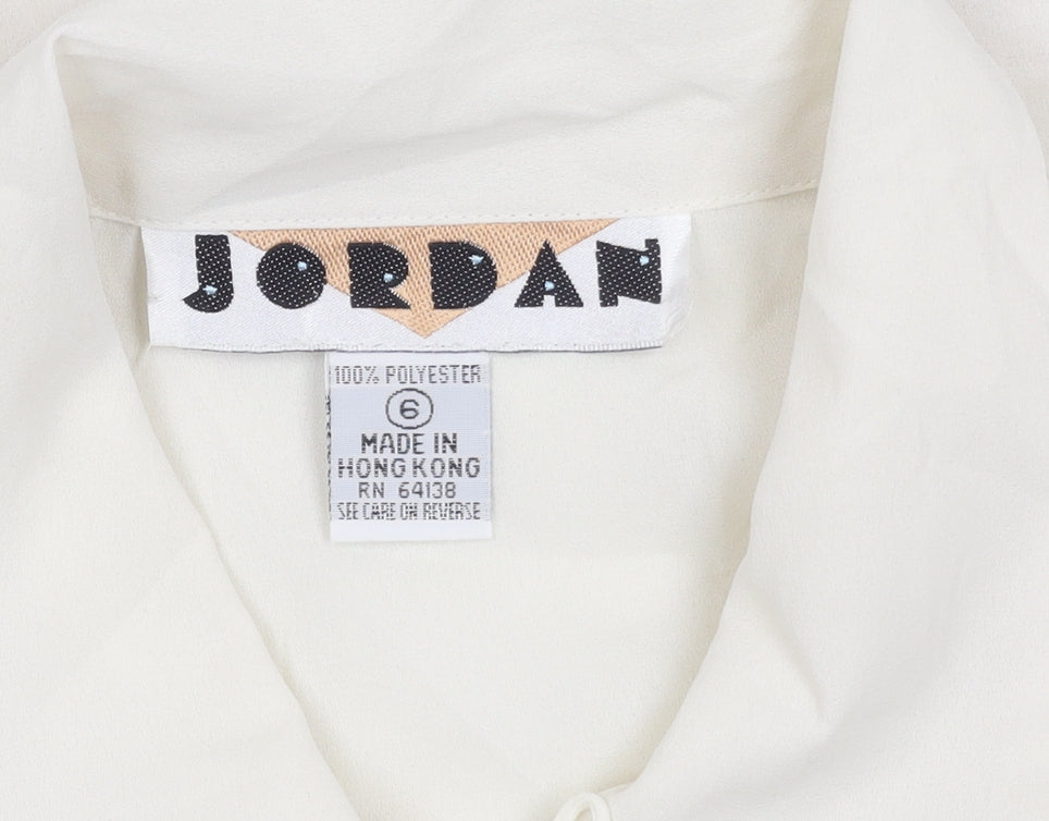 Jordan Womens Ivory Button-Up Embroidered Shirt Size 8