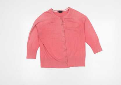 GAP Womens Pink Cardigan M Round Neck 3/4 Sleeve