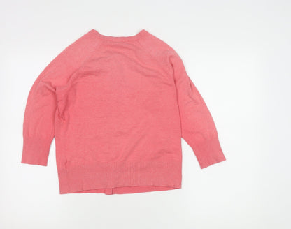 GAP Womens Pink Cardigan M Round Neck 3/4 Sleeve