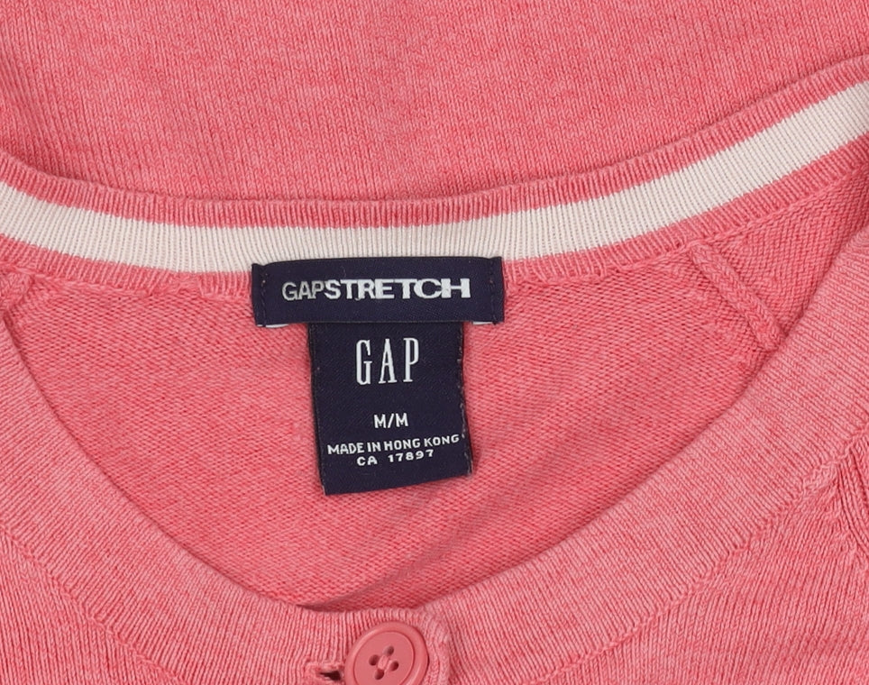 GAP Womens Pink Cardigan M Round Neck 3/4 Sleeve