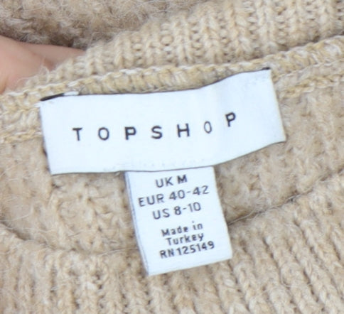 Womens UK Size M Topshop Beige Pullover Jumper