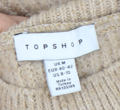 Womens UK Size M Topshop Beige Pullover Jumper