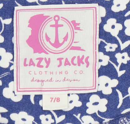 Lazy Jacks Girls Blue Floral Pullover Sweatshirt 7-8 Years