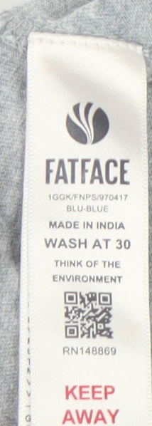 FatFace Girls Grey Blue Penguin T-Shirt 7-8 Years - Winter Style