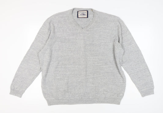 Mantaray Men's Grey V-Neck Cotton Pullover 2XL