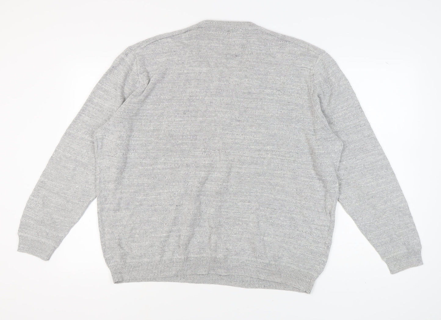 Mantaray Men's Grey V-Neck Cotton Pullover 2XL