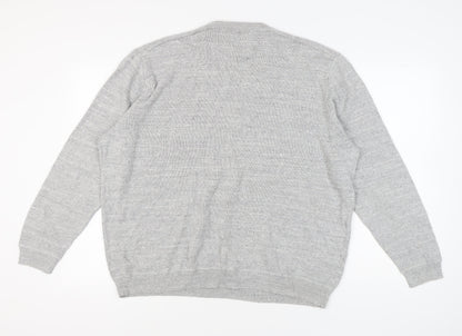 Mantaray Men's Grey V-Neck Cotton Pullover 2XL