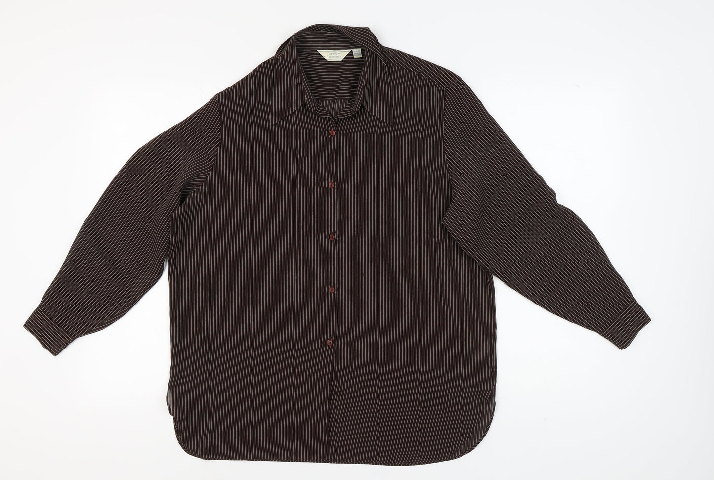 Womens UK Size M NEXT Brown Basic Button-Up