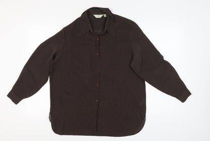 Womens UK Size M NEXT Brown Basic Button-Up