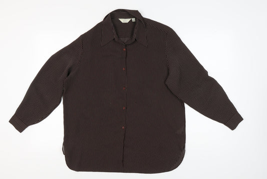 Womens UK Size M NEXT Brown Basic Button-Up