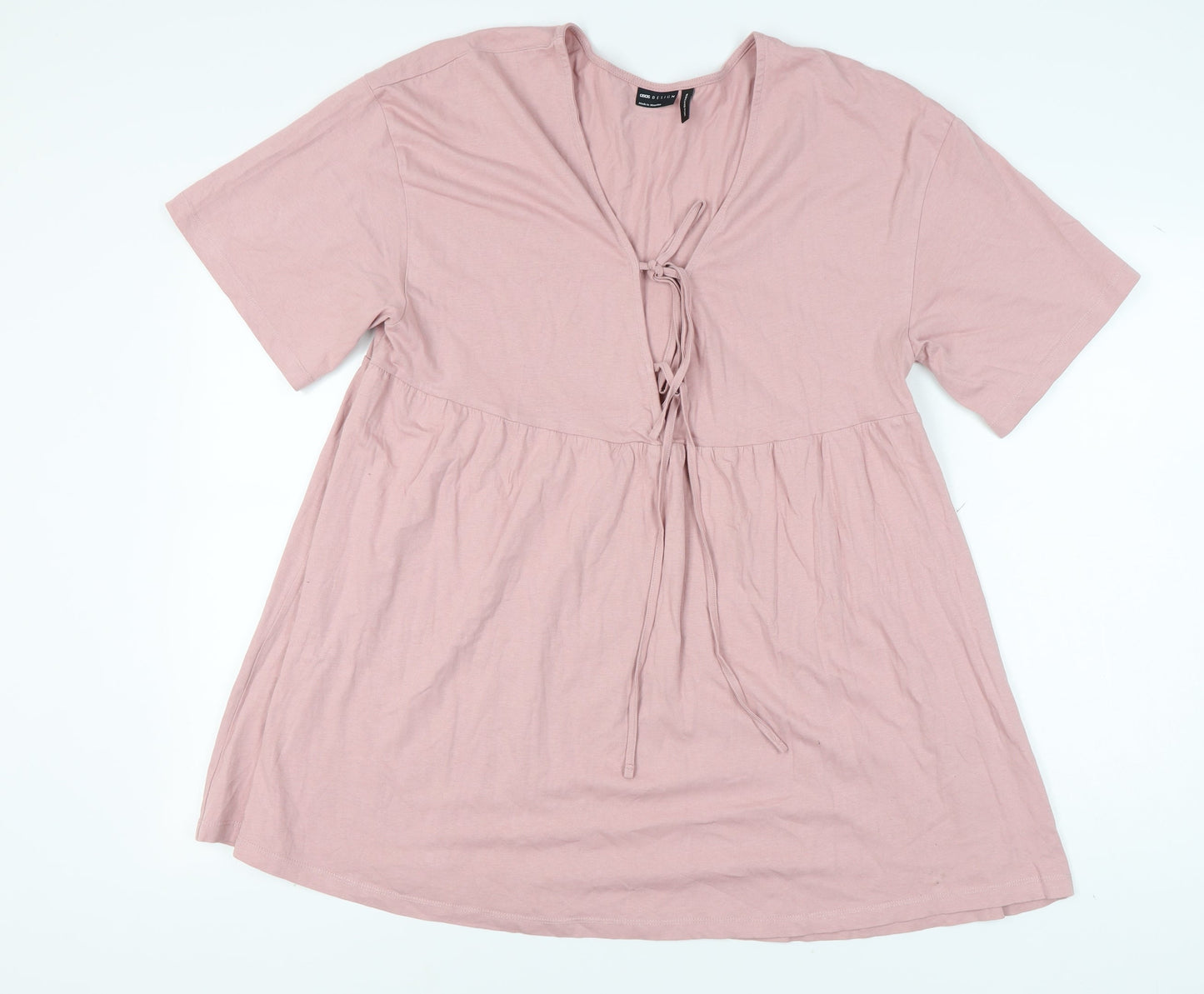 ASOS Design Women's Pink Empire Waist Tie Dress Size 14