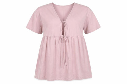 Front view of ASOS Design Women's Pink Empire Waist Tie Dress, size 14