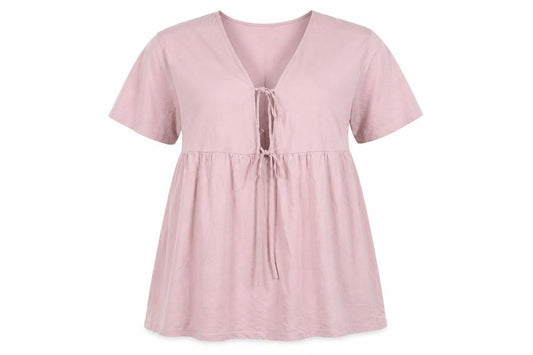 Front view of ASOS Design Women's Pink Empire Waist Tie Dress, size 14