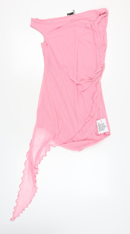 ASOS DESIGN Women's Pink Off-Shoulder Dress, Size 18