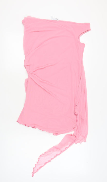 ASOS DESIGN Women's Pink Off-Shoulder Dress, Size 18