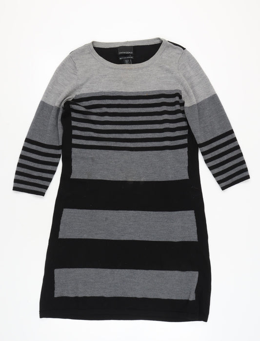 Cynthia Rowley Women’s Black Grey Striped Dress XL