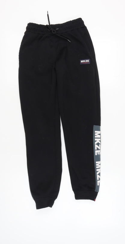 MKZE Girls Black Jogger Trousers, Size 13, Elastic Waist