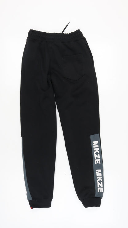 MKZE Girls Black Jogger Trousers, Size 13, Elastic Waist