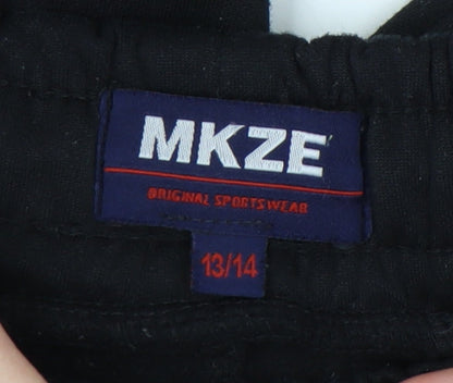 MKZE Girls Black Jogger Trousers, Size 13, Elastic Waist