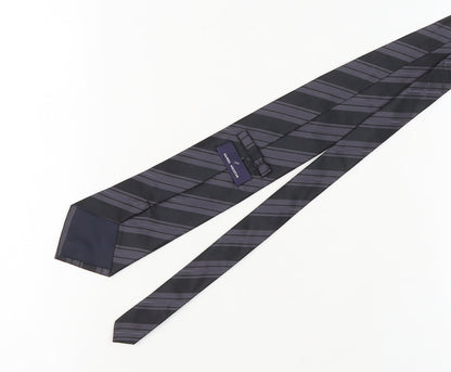 Mens Daniel Hechter Black Striped 100% Silk  Tie