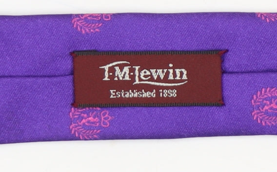 T.M.Lewin Men's Purple Silk Paisley Tie