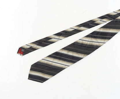 Baumler Men's Black Striped Designer Silk Tie