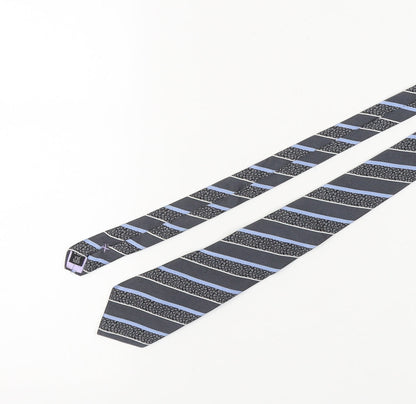 Jeff Banks Men's Blue Black Striped Silk Tie