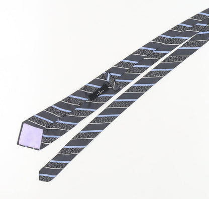 Jeff Banks Men's Blue Black Striped Silk Tie