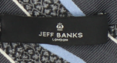 Jeff Banks Men's Blue Black Striped Silk Tie