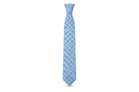 Mens Van Heusen Blue Geometric 100% Silk  Tie
